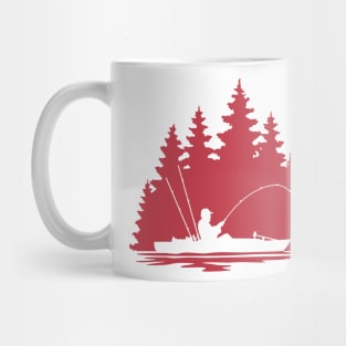 Kayak Fisherman Rural Lake Scene Mug